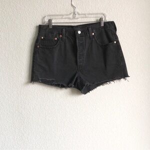 Levi’s 501 Black Jean Shorts Denim Cutoff Button Fly 32